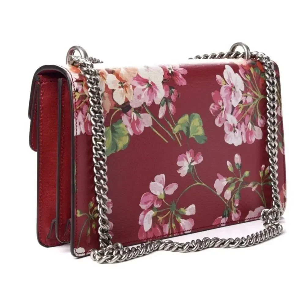 Gucci Dionysus #400235 GG Blooms Print Leather & Antique Silver Tone Chain Strap